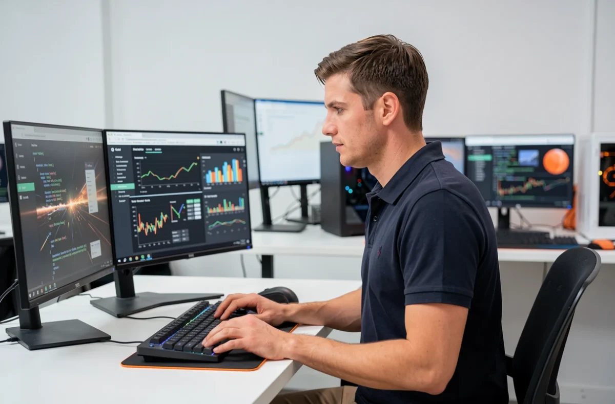 Développeur de l'agence Smartfire travaillant sur l'optimisation et la performance d'un site internet