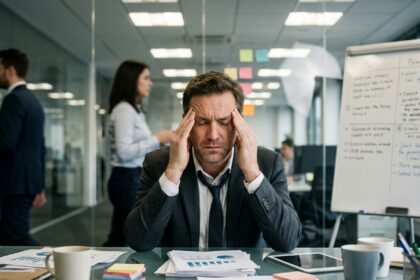 Cadre dirigeant épuisé submergé par un excès de projets de transformation en entreprise