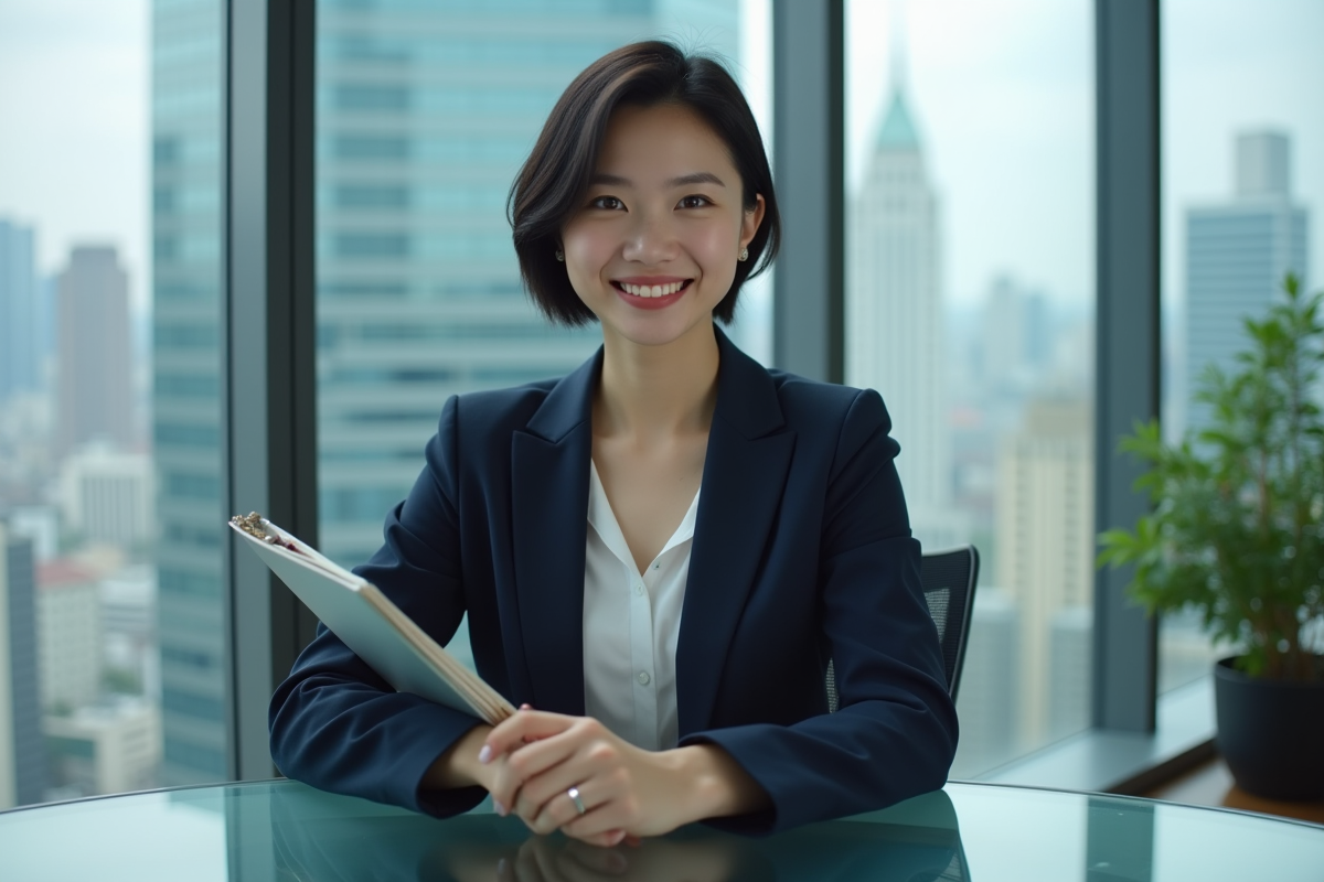 Femme d'affaires confiante dans un bureau moderne