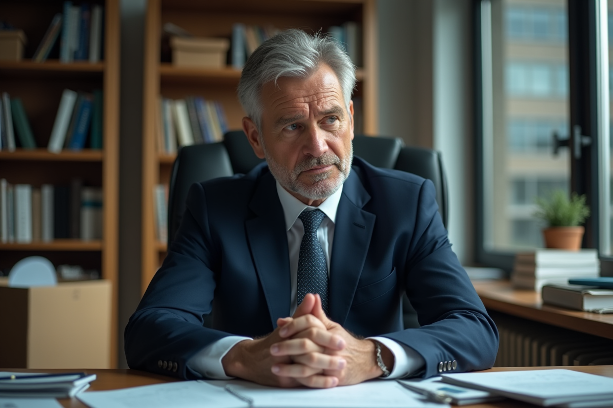 Homme d affaires en costume dans un bureau vide