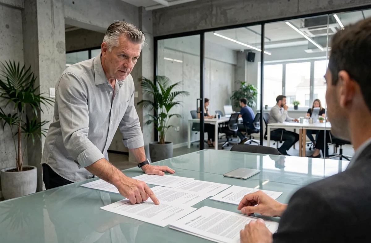 Juriste en portage salarial lors d'une réunion professionnelle dans un espace de coworking