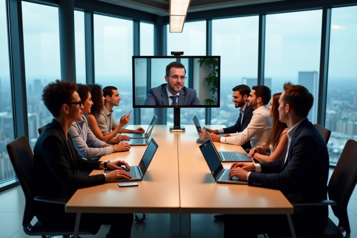 Groupe de collègues divers en réunion au bureau