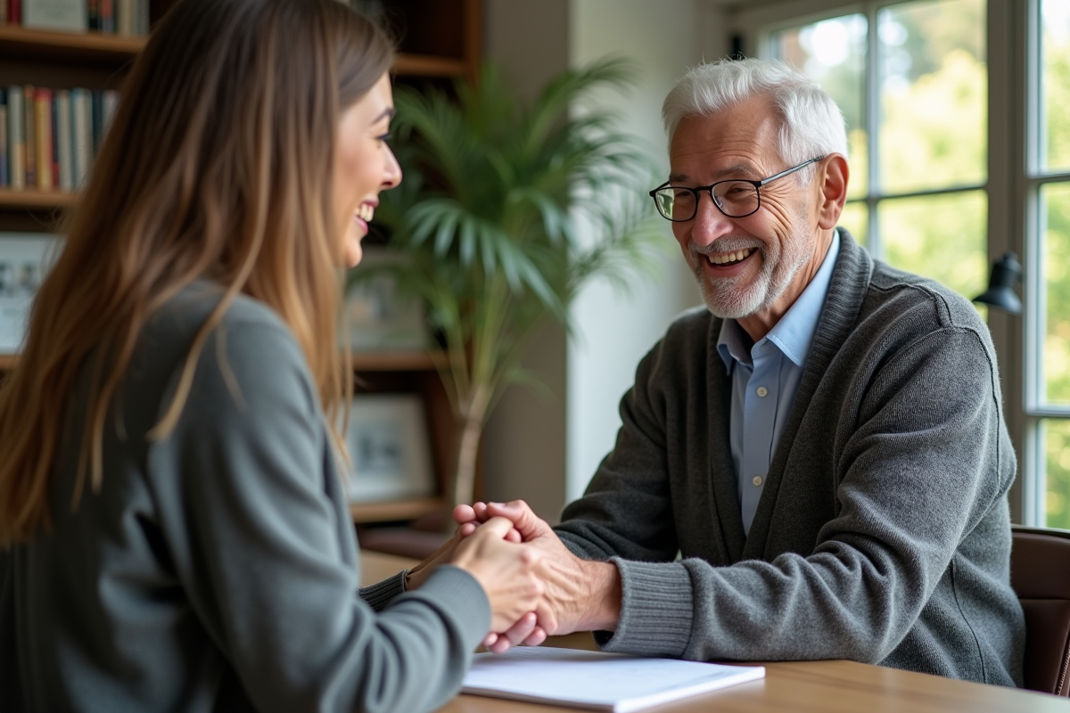 Homme âgé serrant la main d