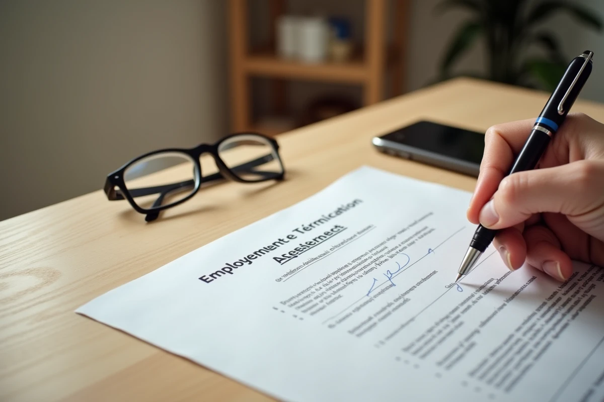 Gros plan sur la signature d'une lettre de rupture conventionnelle CDI avec stylo et document officiel